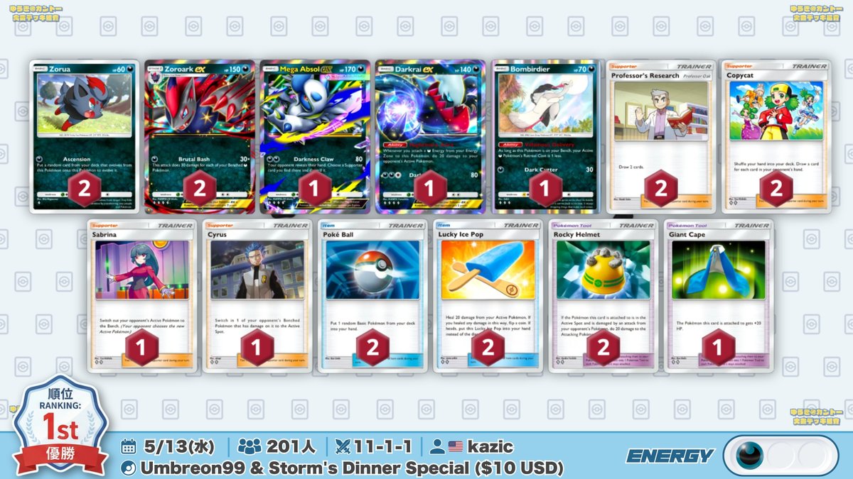 🌏 ポケポケ 大会結果｜5/13(水) 🌏 201人参加の大会で『ゾロアークex
