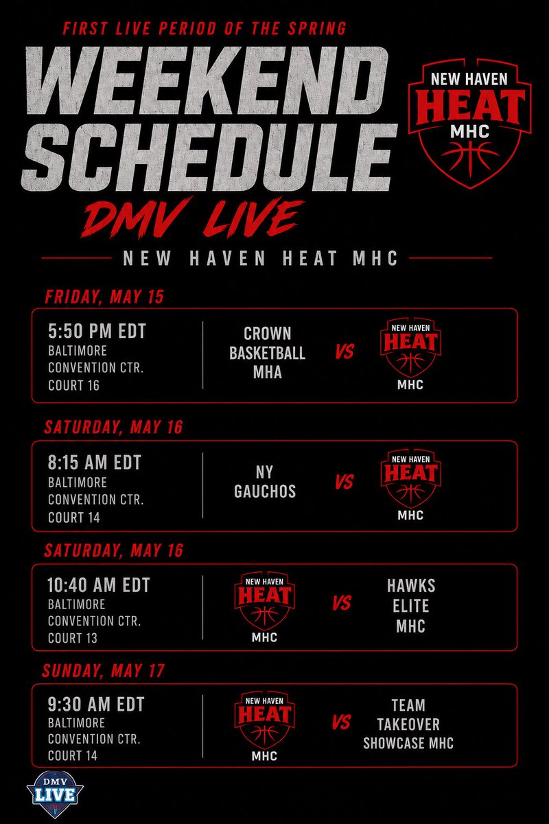 KrysGHoops's tweet photo. Live period Schedule this weekend with @NewHavenHeatFam @CoachDoc10 https://t.co/Ff9Cc0VIxP