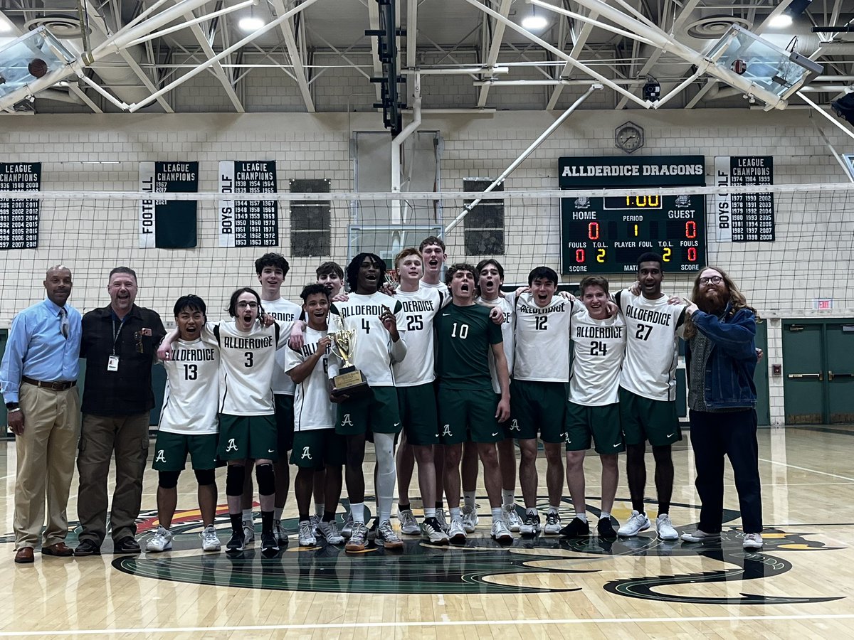 DiceSports's tweet photo. Congrats to the Allderdice Boys Volleyball team and Coach Tennant, Coach Garrow and Coach Lockley on a hard fought 3-2 victory over Obama in the city league championship!@PpsSports https://t.co/8AQt1GmgpI