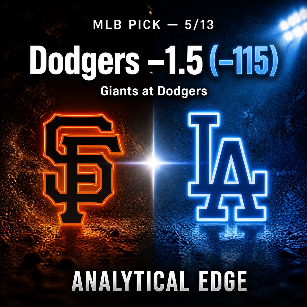 wallybristles's tweet photo. 5/13 | MLB ⚾️
Dodgers −1.5 (−115) vs Giants
Ohtani brings a 0.97 ERA, 0.81 WHIP, and 42 K in 37 IP, while Robbie Ray's 2.76 ERA looks nice until the 8 HR allowed and 18 walks start peeking through the curtains. Pitching mismatch, power gap, home spot.
#AnalyticalEdge #MLB #Dodgers #Giants