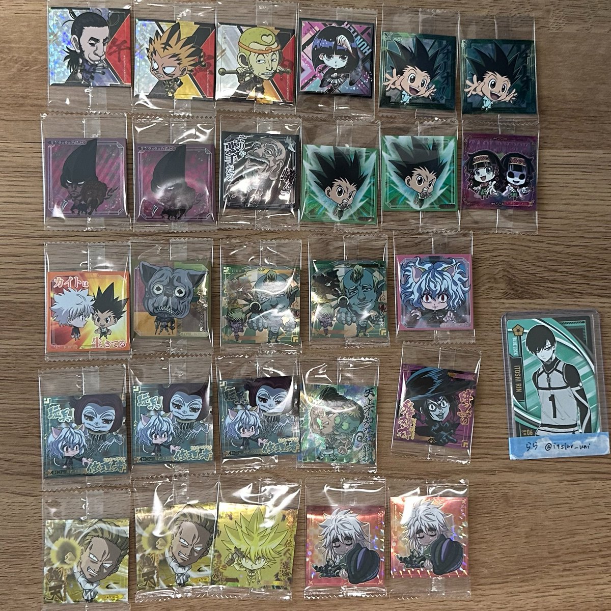 itsluv_uni's tweet photo. ハンターハンター HUNTER×HUNTER ウエハース シール 交換

譲: 画像1枚目

求: 画像2枚目 UR キルア ネテロ ゴン

郵送希望です。
当方n:1の交換も可能です。
お気軽にお声掛けお願いいたします。 https://t.co/QrSRxf2qta