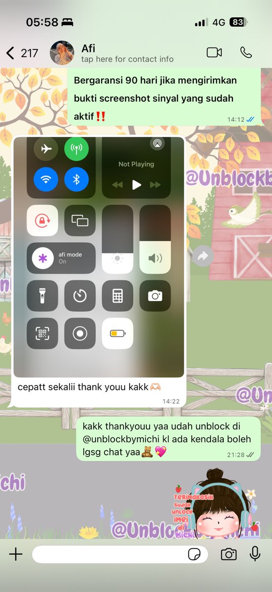 fireywork's tweet photo. aku kasih rekomendasi unblock imei only 100k-an cuma di ka michi yaa!😍
proses fast, full garansi dan bisa pay akhir✨
kontak dan testi disini yaaa

wa : https://t.co/1dXWjtxmi0
testi : https://t.co/WnuCHPcdo6 https://t.co/ULMCw4b0oi