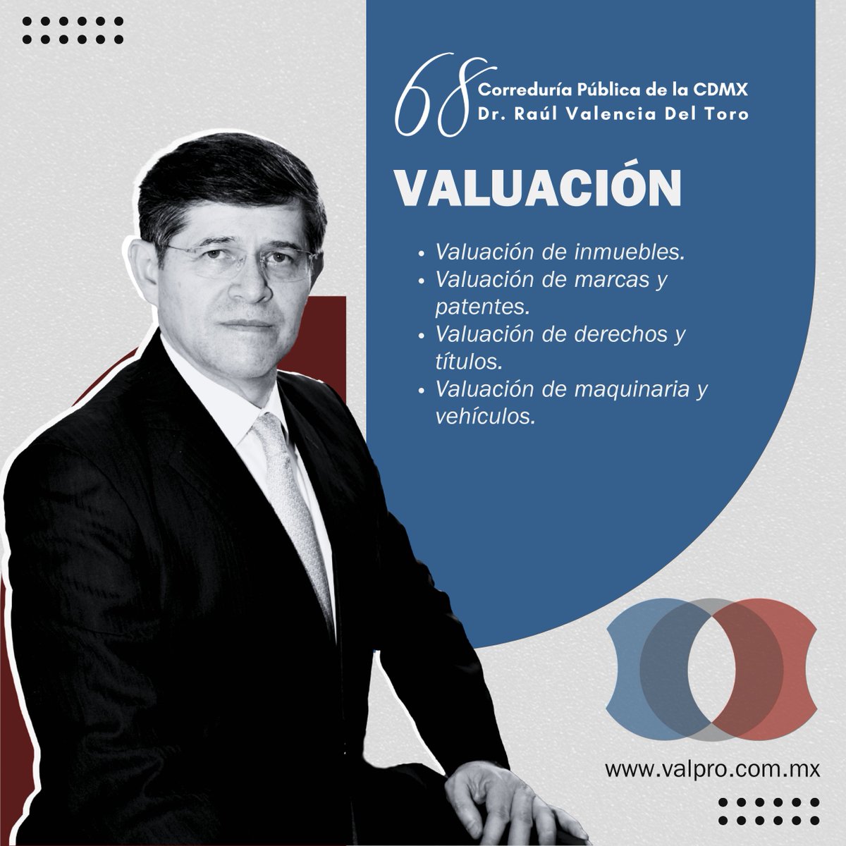 TIPSDEVALENCIA's tweet photo. En VALPRO contamos con expertos legales comprometidos con la excelencia, ética y confianza. Bajo la titularidad del Dr. Raúl Valencia Del Toro, corredor público #68 de la Ciudad de México.

#Legal #CDMX #Abogados #CorredorPublico #ValenciaDelToro #CDMX #FelizMiércoles https://t.co/vM0pVkOpMB