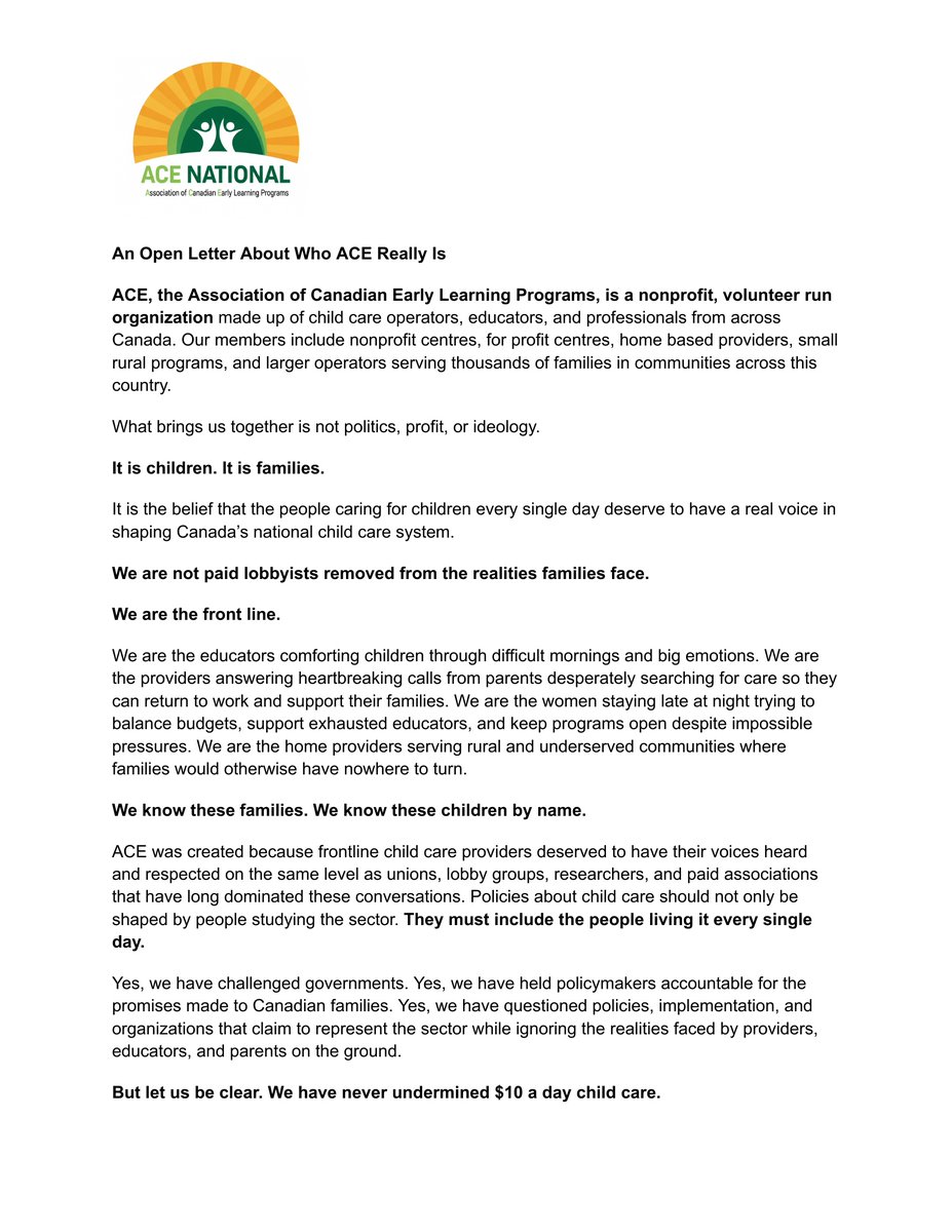 ACE_National_'s tweet photo. In response to recent commentary about ACE, we want to share a bit about who ACE actually is directly and transparently.
#ChildCare
#EarlyLearning
#FrontlineVoices
#acenational

https://t.co/LuKnCyNjyR https://t.co/pichMrU76O
