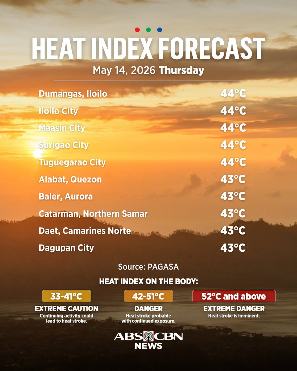 This Thursday, May 14, danger level heat index may be experienced in 49 ...