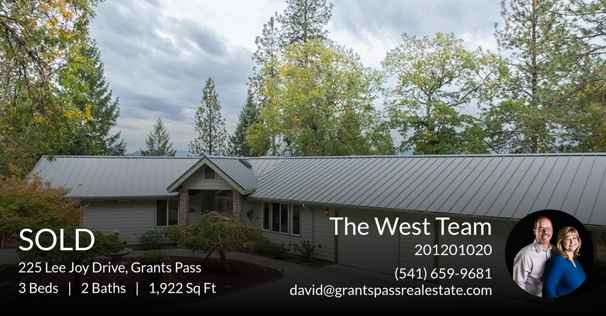 DWestRealEstate's tweet photo. If you're considering selling your home, we should talk! Take a look at this recently sold listing in Grants Pass! Give me a call at (541) 659-9681 if you're ready to talk.

The West Team at John L Scott Real Estate Grants... https://t.co/lXOnS1yBkO https://t.co/15RrbAA1WL