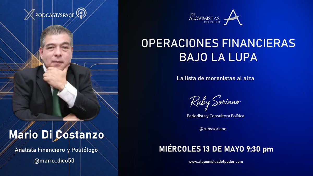rubysoriano's tweet photo. 🔥Oigan HOY que el tema de las cuentas y bancos están al filo de la navaja y bajo la lupa del gobierno de EUA, los invito a que nos acompañen.
🔥Los espero 9:30 pm con mi estimado @mario_dico50 y la polémica financiera de las últimas horas👇
https://t.co/dhjexHRghp https://t.co/j00fXhqHqk