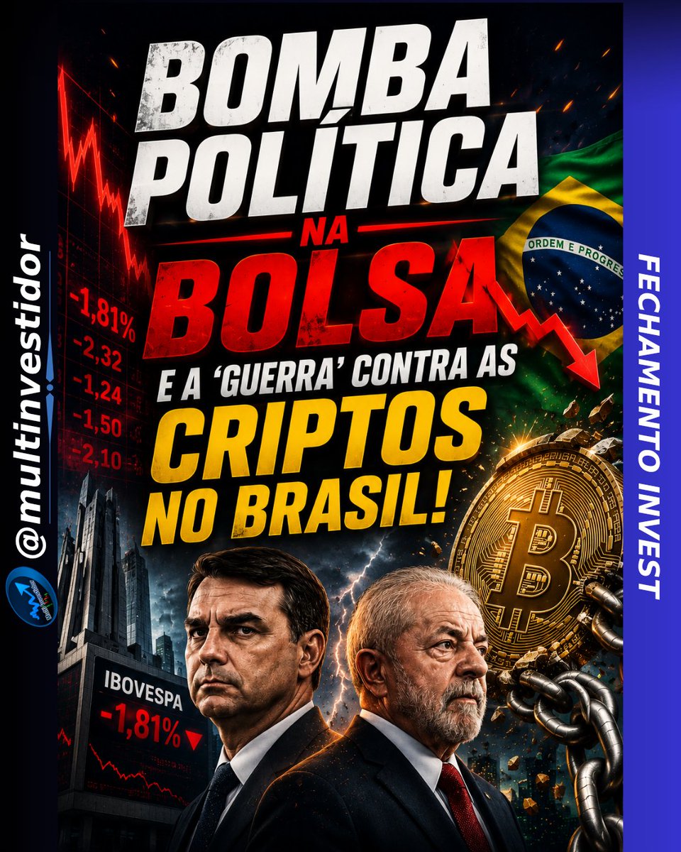MultiMidiaInfo's tweet photo. Bomba Política na Bolsa e a 'Guerra' contra as Criptos no Brasil!

https://t.co/mNsGI2vCFA

UM RESUMO DIÁRIO DO MERCADO DE MULTI-INVESTIMENTOS.

     --Fechamento Invest "Maio" (13/05/26)--

O clima azedou geral! O Ibovespa despencou com uma bomba política envolvendo a família https://t.co/MedgLLx4Pt