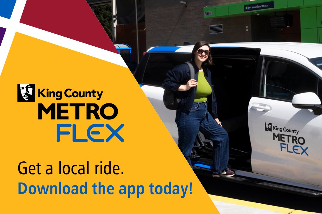 CityofBothell's tweet photo. Hey Bothell commuters, need a ride? @KingCountyMetro Metro Flex offers on-demand transit in parts of the Northshore and Juanita–Totem Lake areas for the same cost as a Metro bus trip. Learn more, check the service map, or download the app here: https://t.co/fMNNqIIRZg https://t.co/JJOZXdm6yU
