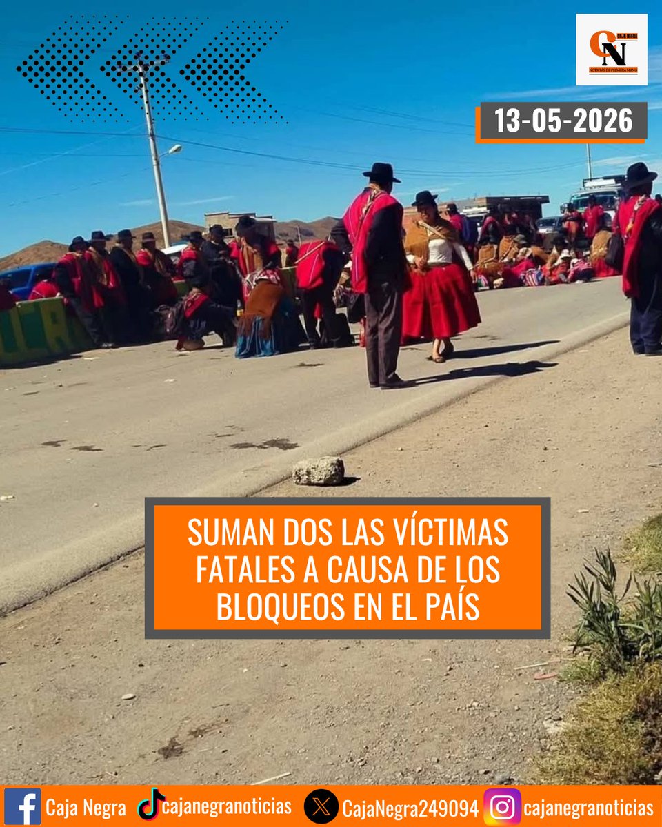 CajaNegra249094's tweet photo. 🟠#conflictos| Los bloqueos instalados en el país desde hace 10 días ya se cobraron dos víctimas fatales. Se trata de dos mujeres, una de Belice (de 56) y otra de Bolivia (de 40), quienes perecieron antes de ser atendidas por los médicos.
#cajanegra #bloqueos #víctimas https://t.co/9LETt4NwMy