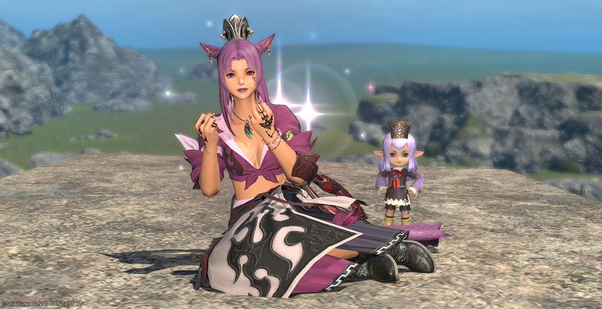 SrinityFF's tweet photo. Did the last wing of the alliance raid tonight on Kibbles and was lucky enough to win my own tiny Prishe! Now where's my life size Alxaal? 🤔😹
#miqote #FFXIV #Dawntrail https://t.co/mO3TjQhyQ2