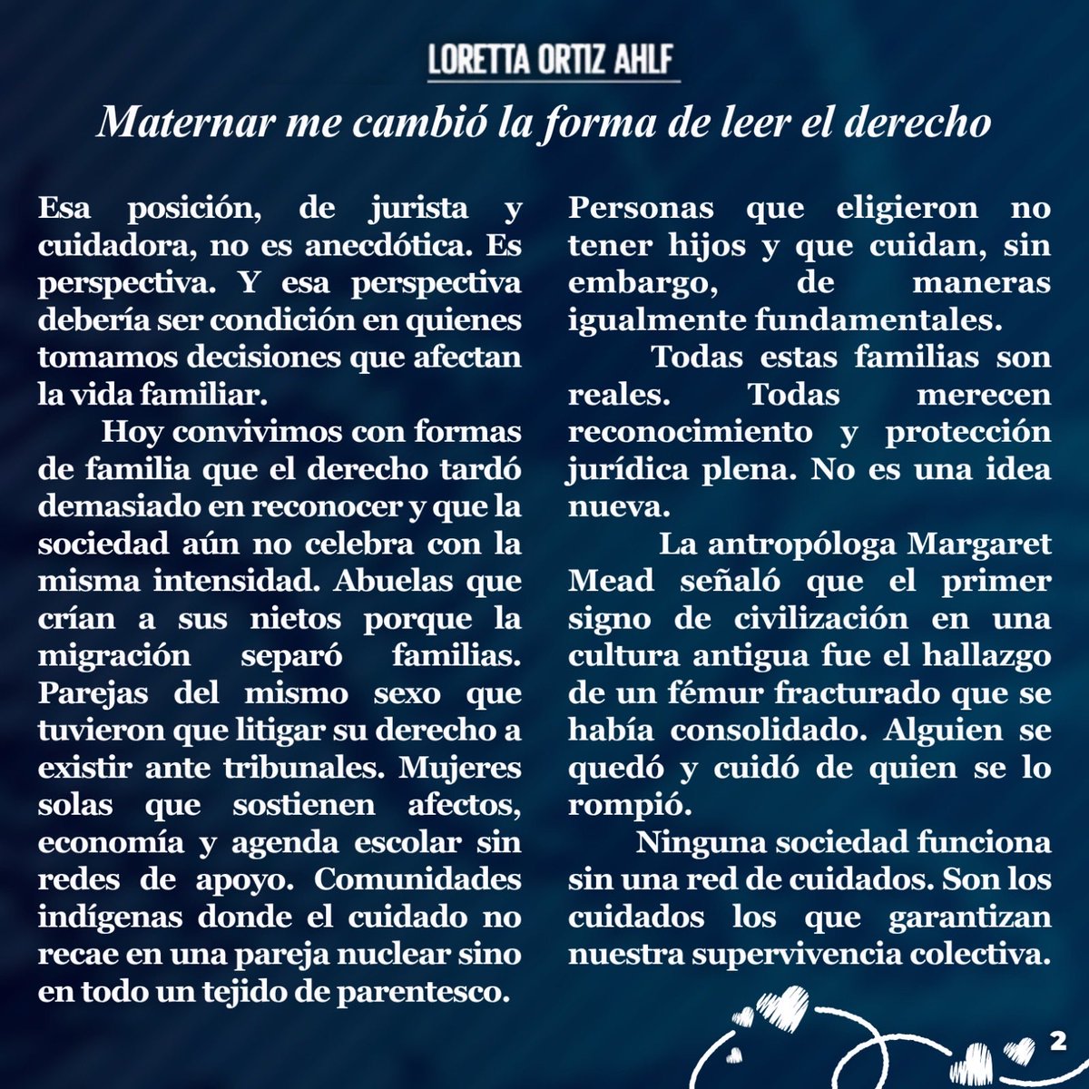 lorettaortiza's tweet photo. 𝗠𝗮𝘁𝗲𝗿𝗻𝗮𝗿 𝗺𝗲 𝗰𝗮𝗺𝗯𝗶𝗼́ 𝗹𝗮 𝗳𝗼𝗿𝗺𝗮 𝗱𝗲 𝗹𝗲𝗲𝗿 𝗲𝗹 𝗱𝗲𝗿𝗲𝗰𝗵𝗼. 🤱⚖️🩷

Maternar es un acto de amor, presencia y responsabilidad compartida que nos obliga a repensar la justicia desde una mirada más humana. A propósito del Día de las Madres y el Día Internacional de las Familias, en mi columna de esta semana para @El_Universal_Mx reflexiono sobre la necesidad de una comprensión más amplia y más justa de lo que significa cuidar.

📰👇 Les invito a leer la columna completa.