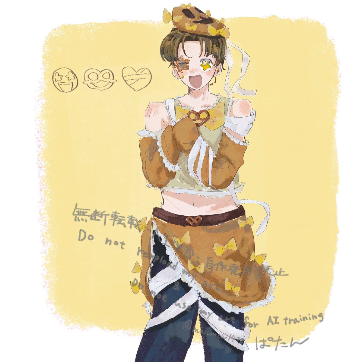monmon1478's tweet photo. #絵文字3つもらってキャラデザする
🤩🥨❤️‍🩹
選んでくれた人→友🍊@ tontokouon https://t.co/DsuaYdOaUz
