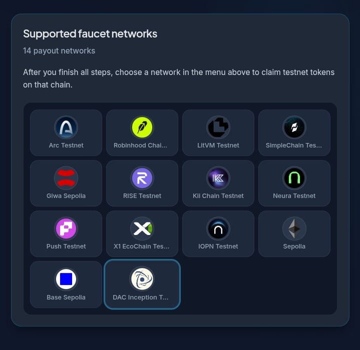 Cryptoxbharat's tweet photo. 🚨 DAC Chain Ecosystem Tasks are LIVE 👀🪂

@dac_chain is one of the early testnets you shouldn’t ignore 🔥

💸 Cost: FREE
⏳ Time: 10 Minutes
🎁 Reward: Confirmed $DACT Airdrop
📊 5% allocated for community/dev rewards

---

🧵 Step-by-Step Guide:

1️⃣ Register First
➡️ https://t.co/MJfR7xwVET

---

2️⃣ Claim Faucet
➡️ https://t.co/eKrQYdfKE4

• Get test tokens 💧

---

3️⃣ Use DAC Chain
➡️ https://t.co/mwzLhdkVMY

• Connect wallet
• Switch to DAC testnet
• Send GM
• Deploy contract ✅

---

4️⃣ Mint Your .DAC Domain
➡️ https://t.co/9UEtpZGZgv

• Search your name
• Mint personalized domain 🌐

---

5️⃣ Mint DAC Badge
➡️ https://t.co/fKiZsMaGuF

• Complete tasks
• Mint badge 🎖️

---

✨ Early ecosystem
✨ Free interactions
✨ Possible future rewards

Stay consistent with activity 🚀

📢 More alpha: https://t.co/dwDKbJ1ecm

❤️ Like • 🔁 Repost • 🔖 Bookmark