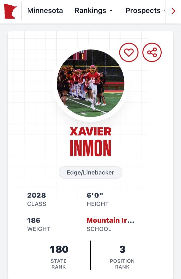 XavierI2028's tweet photo. I am beyond blessed to have been ranked 3rd in my class for my position, as well as 180th overall! Thanks again @PrepRedzoneMN. Got a lot of hard work ahead of me!! 
@OJW_Scouting @ProMNAthletics 
@NWahlScouting https://t.co/Pz6X8j7ILh
