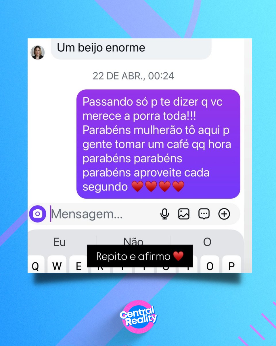 centralreality's tweet photo. Após Ana Paula Renault citar mensagem que enviou para Adriane Galisteu, a apresentadora mostrou a resposta que enviou para a Veterana e declarou: "Repito e afirmo!" https://t.co/KsYtBwydjK