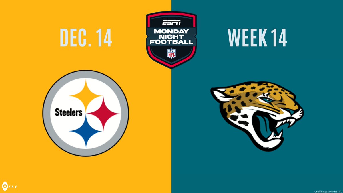 OzzyNFL's tweet photo. BREAKING

Steelers at Jaguars - Dec 14 - MNF https://t.co/BwZkq9efKv