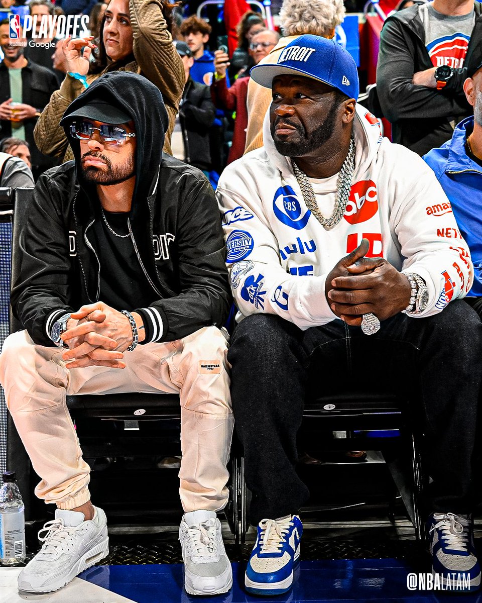 NBALatam's tweet photo. Eminem junto a 50 Cent en el Juego 5 en Detroit 😍 https://t.co/IKSFHMyFAU