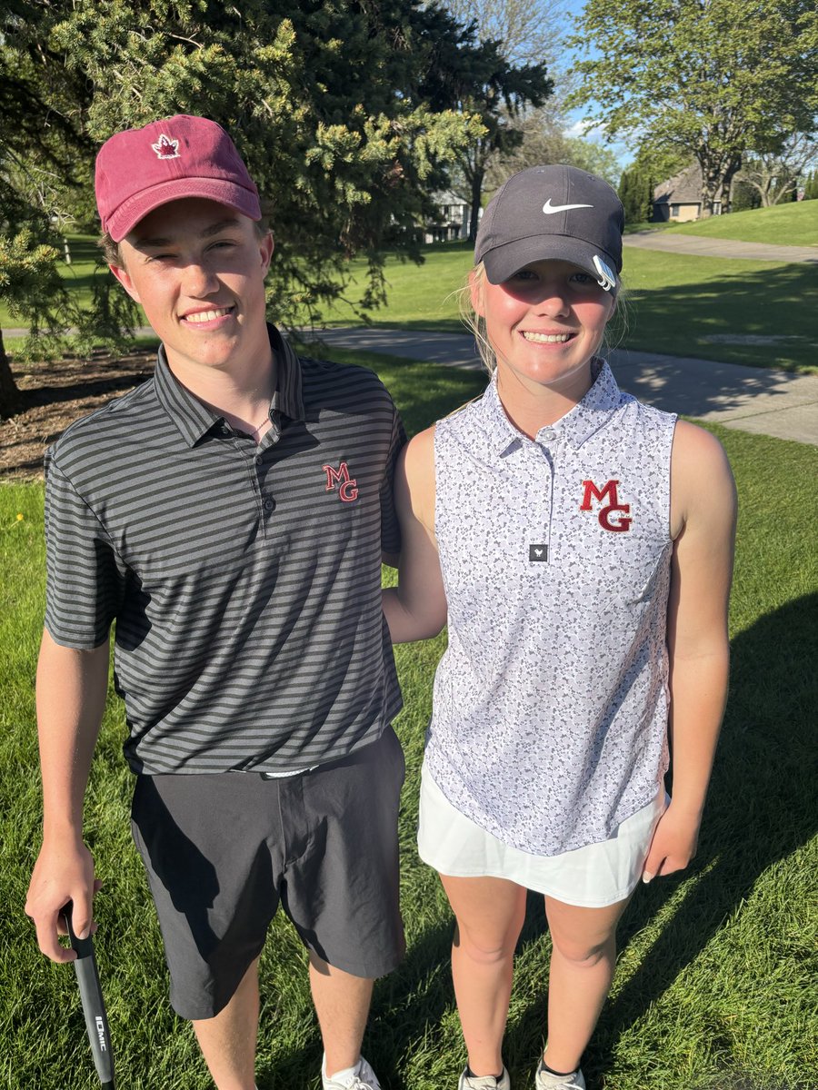 MGBoysGolf's tweet photo. It was a fun day for the boys/girls Crimson varsity teams @ the WBL Boy/Girl Scramble Invite! The Crimson took 1st with a whopping -29-under par!! Great team(s) effort! Connor &amp; Payton took team low honors -10! Charlie &amp; Abigailia were 2nd with -9! Woot woot! 😀👍🏌️‍♀️⛳️🏌🏽‍♂️ https://t.co/dMCd6nCUnp