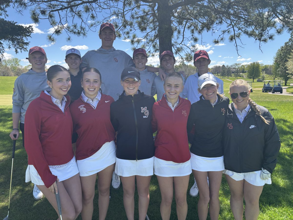 MGBoysGolf's tweet photo. It was a fun day for the boys/girls Crimson varsity teams @ the WBL Boy/Girl Scramble Invite! The Crimson took 1st with a whopping -29-under par!! Great team(s) effort! Connor &amp; Payton took team low honors -10! Charlie &amp; Abigailia were 2nd with -9! Woot woot! 😀👍🏌️‍♀️⛳️🏌🏽‍♂️ https://t.co/dMCd6nCUnp
