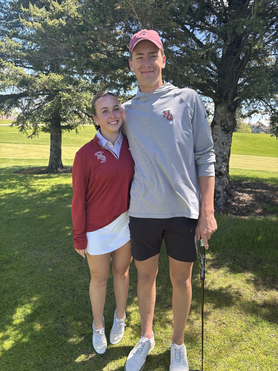 MGBoysGolf's tweet photo. It was a fun day for the boys/girls Crimson varsity teams @ the WBL Boy/Girl Scramble Invite! The Crimson took 1st with a whopping -29-under par!! Great team(s) effort! Connor &amp; Payton took team low honors -10! Charlie &amp; Abigailia were 2nd with -9! Woot woot! 😀👍🏌️‍♀️⛳️🏌🏽‍♂️ https://t.co/dMCd6nCUnp
