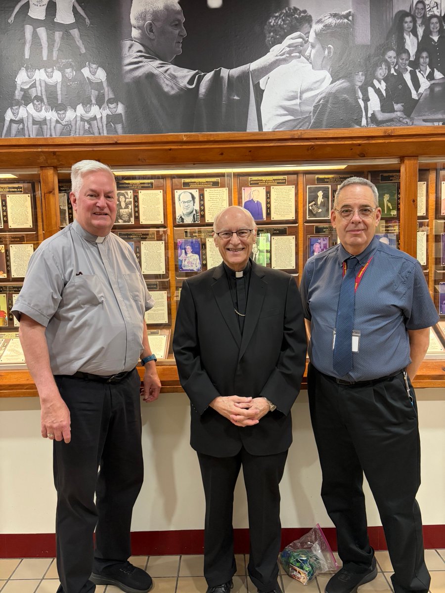 BishopRayC's tweet photo. Today I celebrated Mass at Christ the King High School in Middle Village for the students and faculty! My brother, Tom, taught there 1969-1980. He is in the CK Hall of Fame and is pictured above. Fr. Joe Miller and Deacon Paul Norman assisted at the Mass. https://t.co/vtSgGuE633