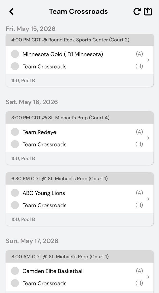 ocboysbball's tweet photo. Schedule for O’Cath 2029 Zander Reisz and his @IECrossroads29 team this weekend @3SSBCircuit in Round Rock, TX! High motor, low-maintenance kid! ⬇️ 

@Zander_Reisz
#WeAreOC https://t.co/YZhq8cRmi6