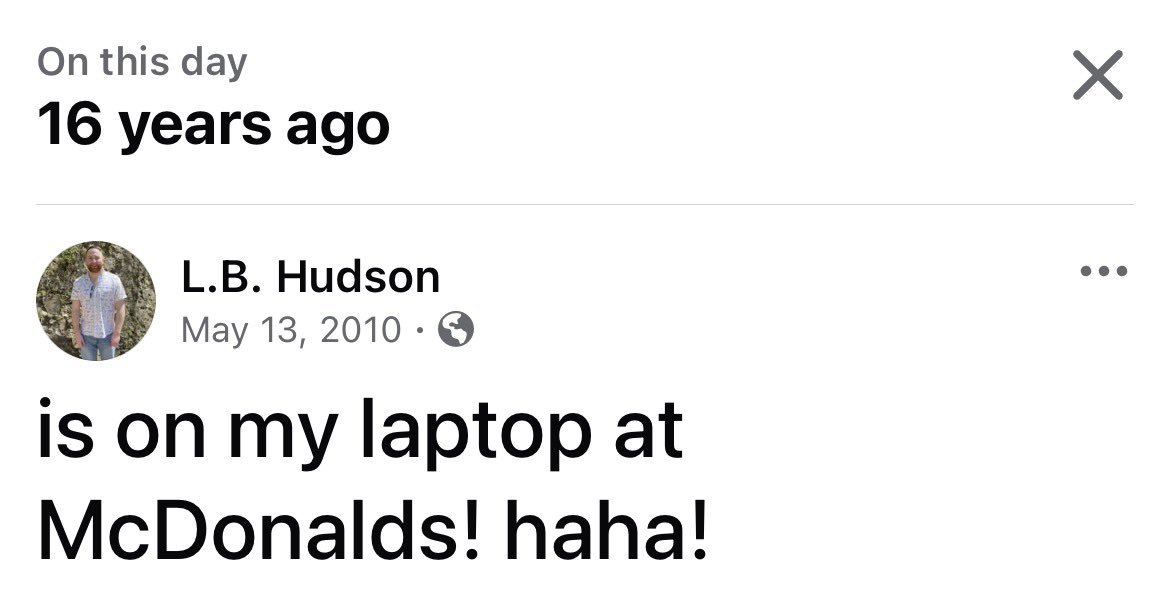 LB_Hudson's tweet photo. 16 years ago getting on WiFi at any place outside of your home was a big deal. We have come a long way. https://t.co/b62sQ9XKkY