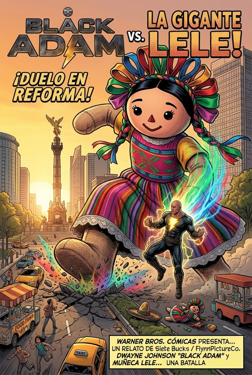 AztecaSiete's tweet photo. Black Adam está listo para rifarse un tiro con una de las máximas exponentes de la cultura mexicana. ¿Quién será el ganador? Lele viene con todo para defender su patria. ⚡🇲🇽💥😎
.
No te pierdas #BlackAdam, nuestro próximo #Platinum, atento al estreno y #LiberaTuPoder 💪🔥 https://t.co/x8Ozj1x7zx