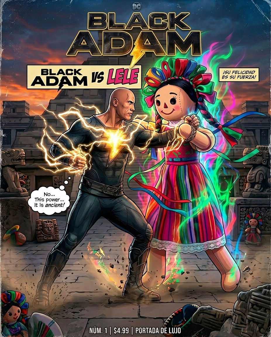 AztecaSiete's tweet photo. Black Adam está listo para rifarse un tiro con una de las máximas exponentes de la cultura mexicana. ¿Quién será el ganador? Lele viene con todo para defender su patria. ⚡🇲🇽💥😎
.
No te pierdas #BlackAdam, nuestro próximo #Platinum, atento al estreno y #LiberaTuPoder 💪🔥 https://t.co/x8Ozj1x7zx