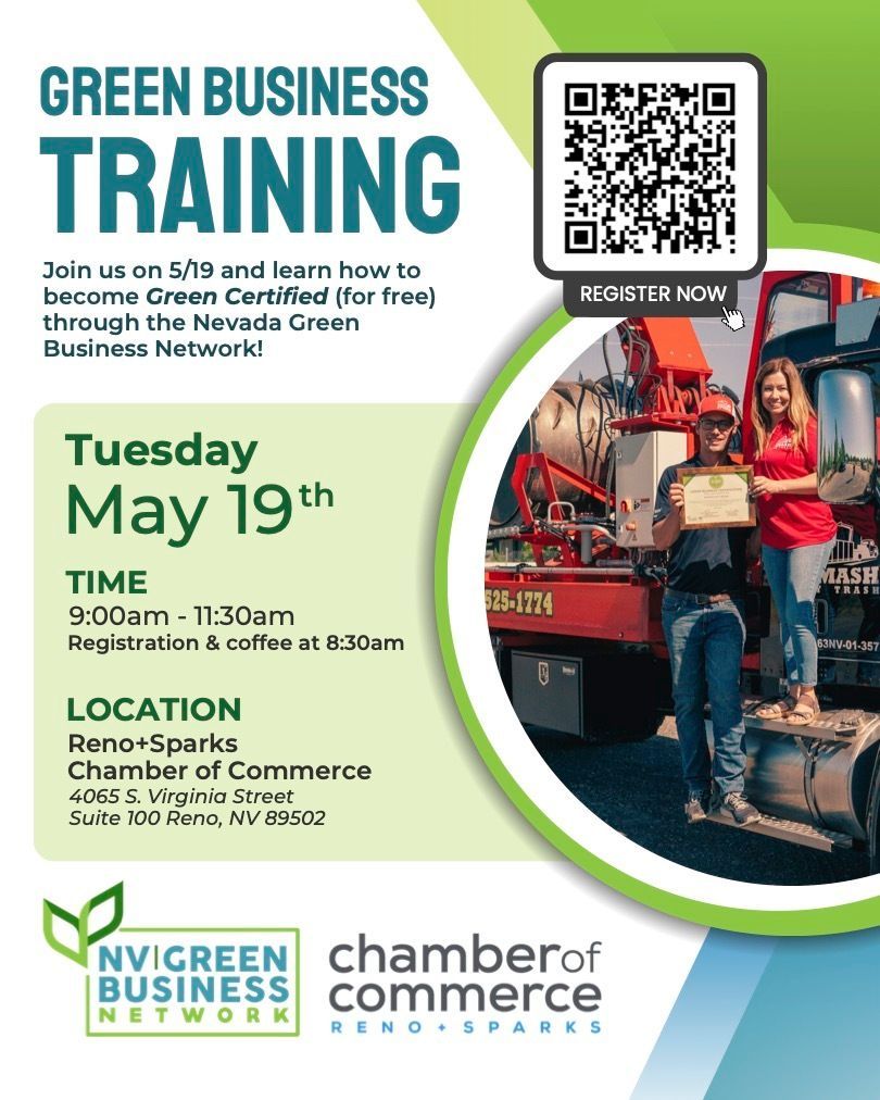 NevadaCEF's tweet photo. Join us Tuesday May 19th to learn how to become a certified Nevada Green Business.  

🕘9-11:30am (coffee at 8:30)
🔗 Register:  https://t.co/dQQLS9CO0P https://t.co/VDJp6y5eqt