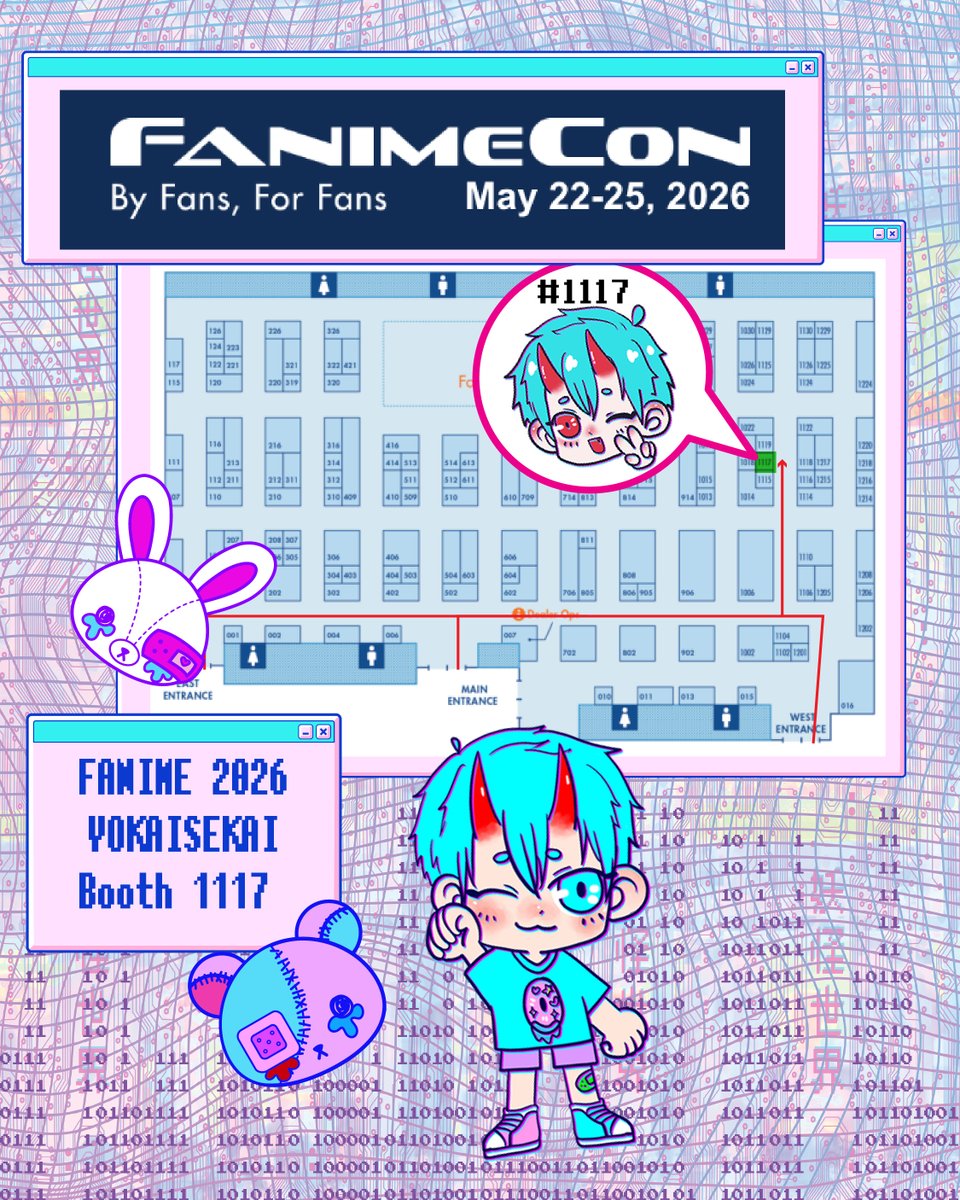 YOKAISEKAI's tweet photo. See you at @FanimeCon !!!!! 
Come check out some original kawaii fashion inspired by retro games and see our cute mascot pushies!! #fanimeCon https://t.co/GcgISqdodM