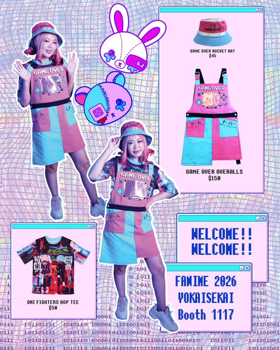 YOKAISEKAI's tweet photo. See you at @FanimeCon !!!!! 
Come check out some original kawaii fashion inspired by retro games and see our cute mascot pushies!! #fanimeCon https://t.co/GcgISqdodM