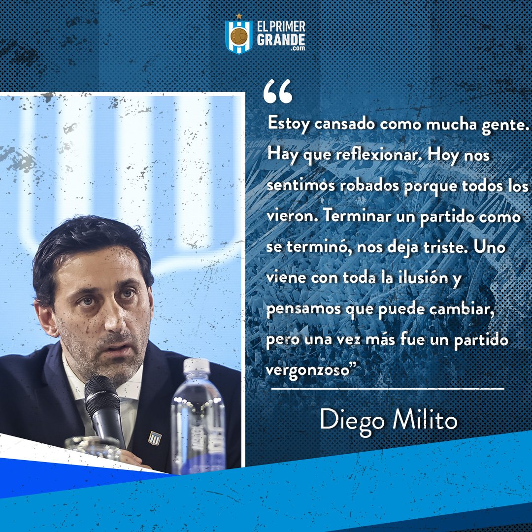 elprimer_grande's tweet photo. 🎙️🔥 DIEGO MILITO EXPLOTÓ CONTRA LA AFA Y EL ARBITRAJE TRAS LA DERROTA DE #RACING. https://t.co/hXxsVz6mM7