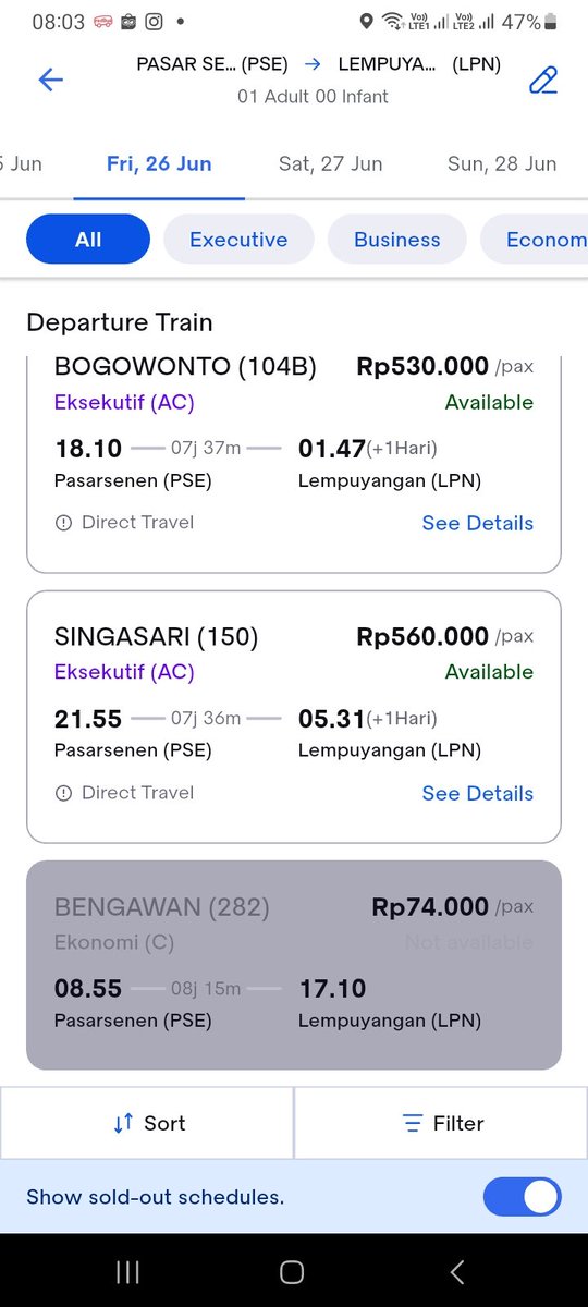 RullyAdiSaputra's tweet photo. @KAI121 , min dr pasar senen 26 juni ke lempuyangan kok nggak ada klas ekonominya ? https://t.co/G82LbR0UQz