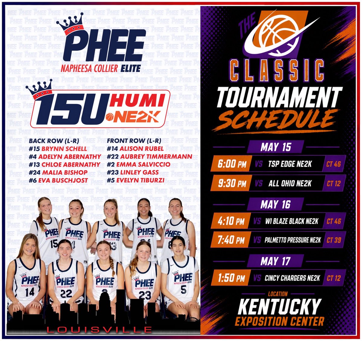 Chloeabernathy0's tweet photo. Tourney Schedule!! So pumped!!! @PheeElite @jacksonindians @NE2KHoops @NE2K_Rich @Coach_Brent24 https://t.co/HiyEV3QlY4