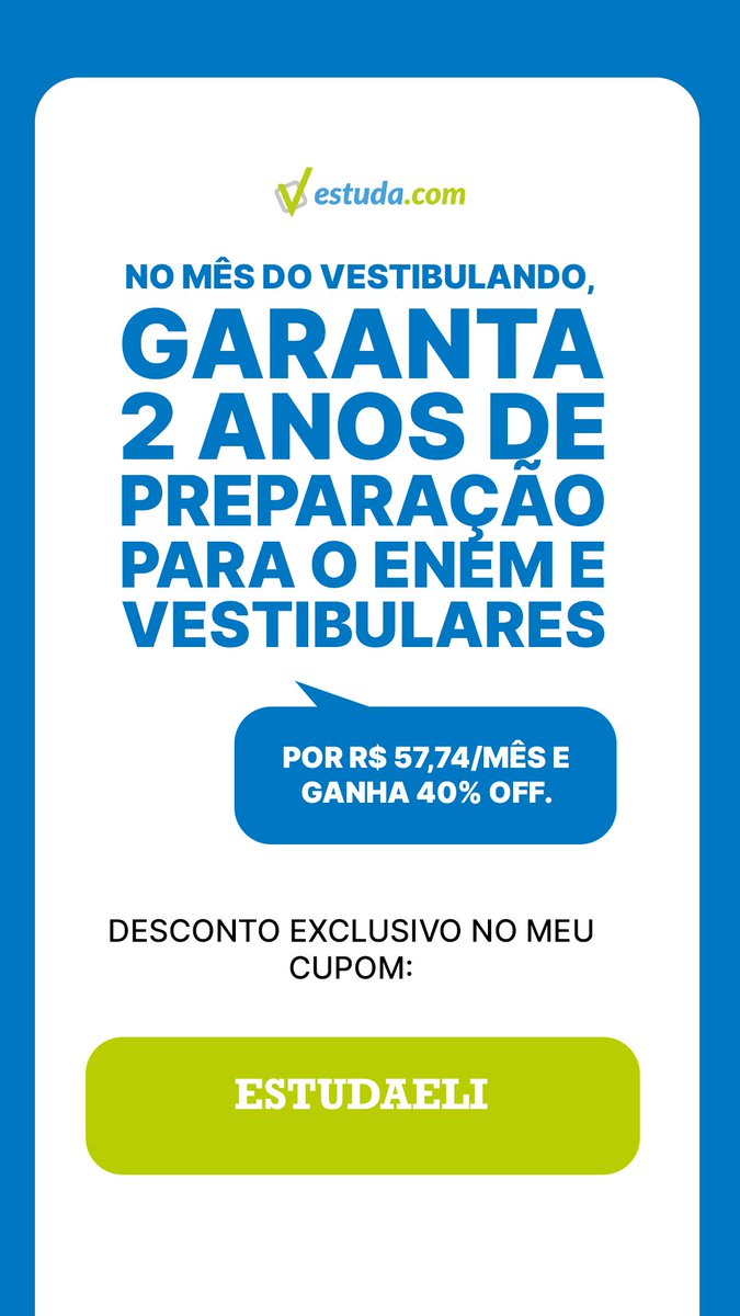 studyeli_'s tweet photo. lembrando, amores, que vocês podem usar meu cupom ESTUDAELI na estuda pra garantir um descontinho, e nesse mês do vestibulando tem novidades!!!
acessem: https://t.co/6ehvLFRDZO https://t.co/6m302opii2
