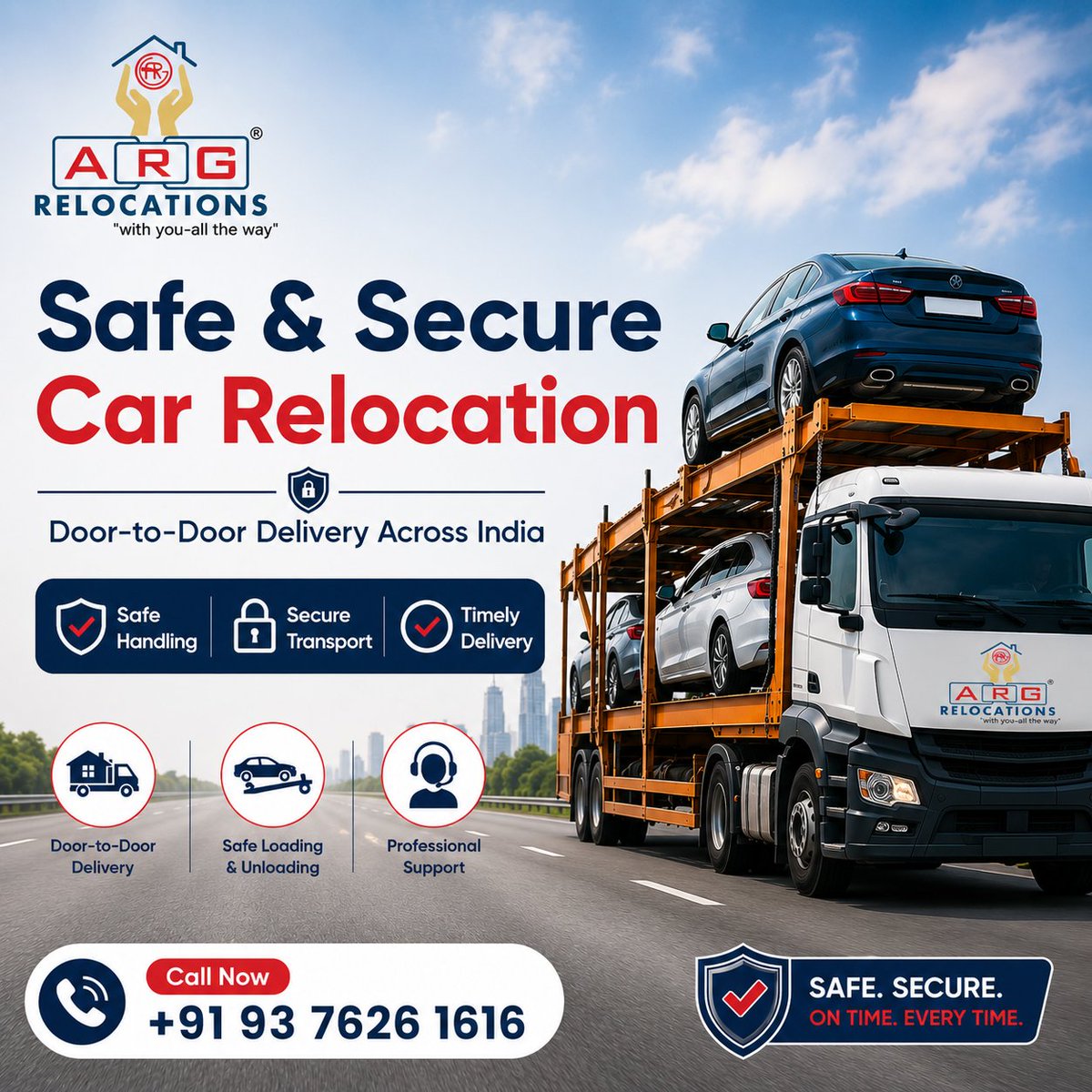 ArgMovers's tweet photo. 🚘 Your car deserves safe hands!

Choose ARG Relocations for smooth, secure, and stress-free car shifting services across India. 🚚✨

📞 Book Now: +91 93 7626 1616

#CarShifting #SafeTransport #ARGRelocations #TrustedMovers #CarMoving https://t.co/cfsxwIkvir