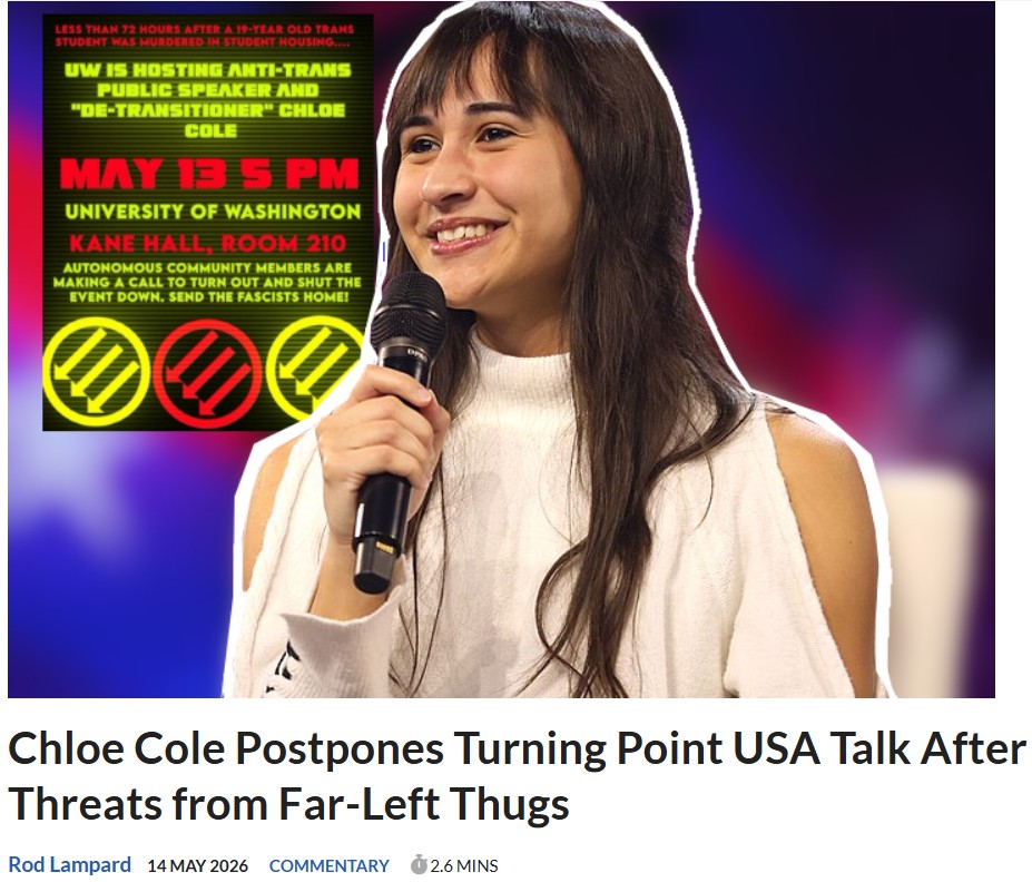 rod_lampard's tweet photo. The “we’re oppressed” far-left is oppressing a key American detransition campaigner, again.

Here's my thorough rundown for the Daily Declaration (@TheCanDec )

@ChloeCole  Postpones Turning Point USA Talk After Threats from Antifa Thugs

https://t.co/ZeIZXKo4fa https://t.co/veBJMWOVUn