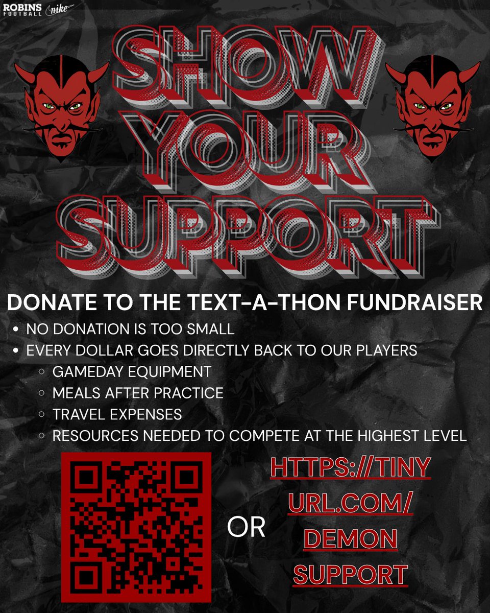 robinsfootball1's tweet photo. We are currently in the middle of our Text-A-Thon fundraiser, and every donation counts as we build something special with our guys. Thank you for always supporting Robins Football! 🔥🏈

https://t.co/HeuMzBQK2m

#RobinsFootball #SouthDavis https://t.co/AeOMdfcQa9