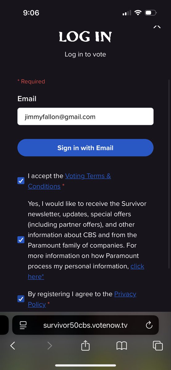 unBAILevable's tweet photo. Logging into cbs voting as jimmy fallon to vote for Christian #survivor50 https://t.co/EiOuC0Tow7