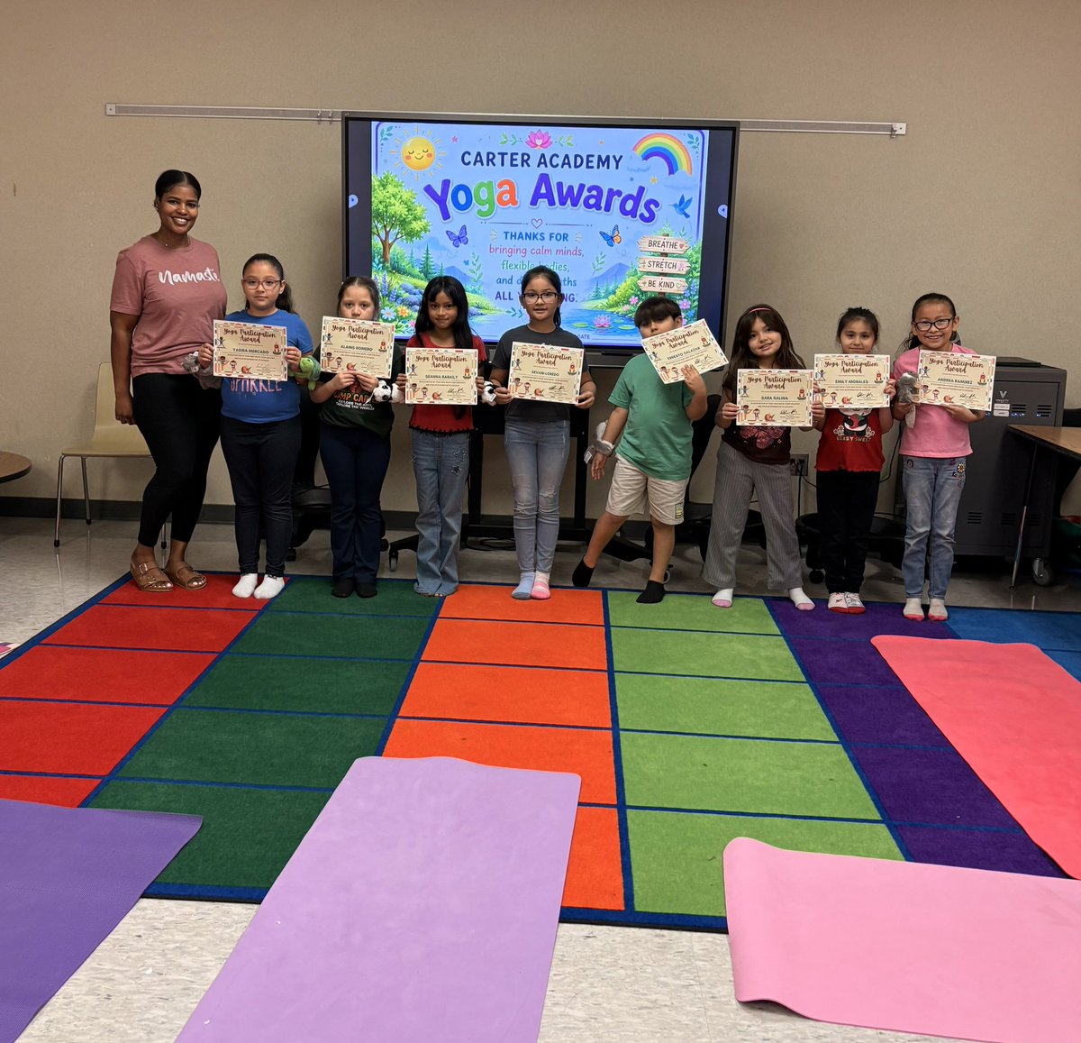 chezzadi's tweet photo. This was by far the most advanced group of 2nd and 4th grade Yogis I’ve worked with! I’m so proud of them. 🥹
End of year yoga awards. 🩷🧘🏽‍♀️#calmminds #calmkids @Carter_AISD @Counseling_AISD #aldinestory https://t.co/eB3HlJTRDG