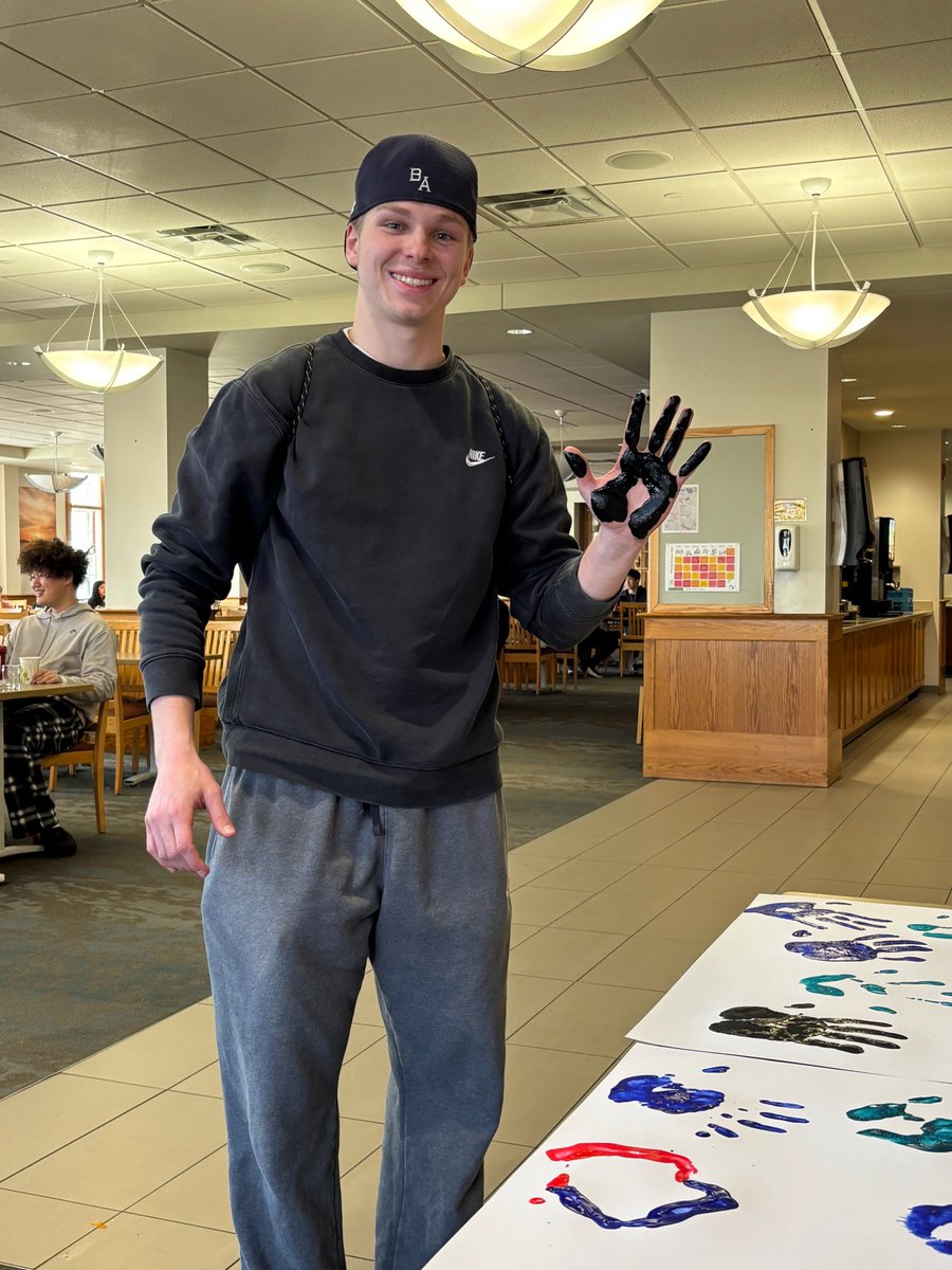LibraryKenison's tweet photo. Remember when you made this banner of handprints? The results are coming... Outcroppings Volume 47 will be on campus very soon! @BrewsterAcademy  #outcroppings https://t.co/emuUEDWjTn