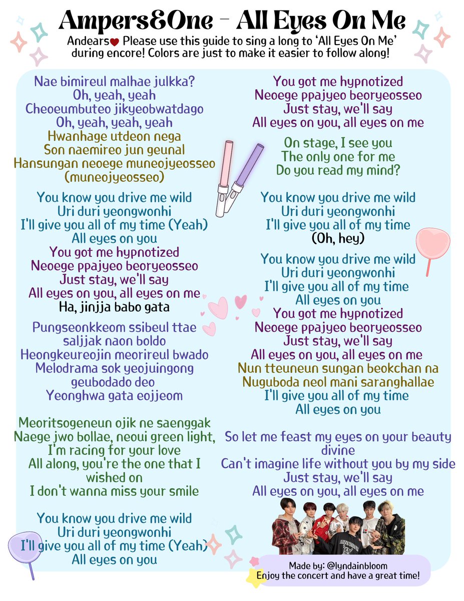 lyndainbloom's tweet photo. andears ✮⋆ I made some all eyes on me lyrics sheets for you guys to print and use (pls credit) /•᷅•᷄\੭  oc andears dw I'll be at the santa ana stop and will print it out for us! ⋆˚✿˖° (google drive link in replies)  #AMPERS_BORNTODEFINE_TOUR #AMPERANDONE https://t.co/cfqxNoJ2Qo