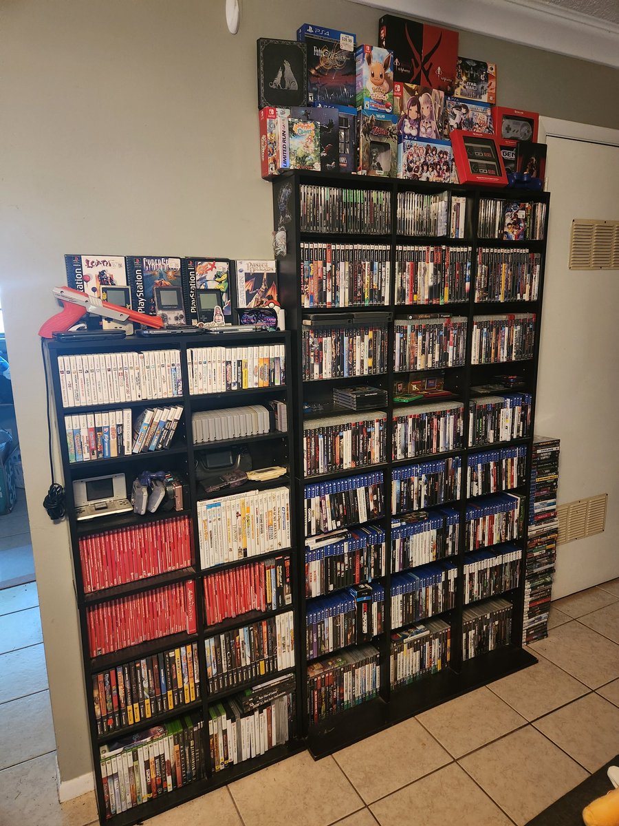 ThatOneGuyFlea's tweet photo. Sorry gamers no stream today, got house chores to do... living alone is great until I have to do something... but here's an updated pic of the game wall for you https://t.co/C7jgM7vbm5