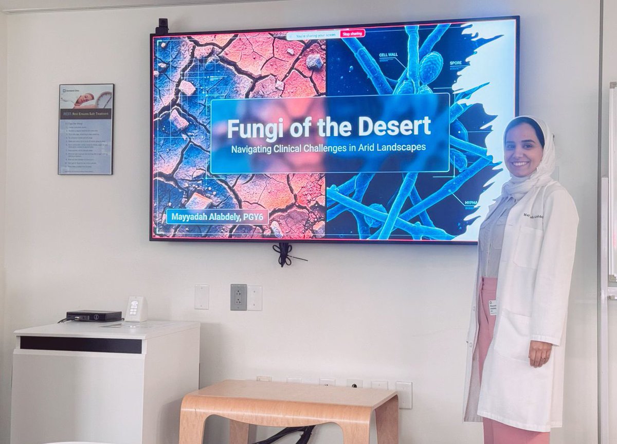 ccf_idfellows's tweet photo. A fascinating dive into the world of desert fungi by transplant ID fellow Dr. Mayyadah Alabdely today at Grand Rounds — from rare neurotropic molds to gastrointestinal basidiobolomycosis. 🌵🍄 #IDTwitter #Mycology https://t.co/E2E2xnkwcZ