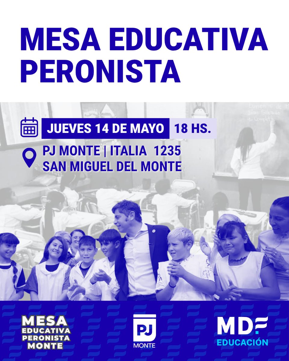 MDFEducacion's tweet photo. Nos encontramos en San Miguel del Monte para seguir construyendo un Futuro con Educación Pública.
📅 Jueves 14 de mayo 
⏰ 18hs
📍 PJ Monte | Italia 1235 - San Miguel del Monte

HAY OTRO CAMINO

#MDFEducacion
#MovimientoDerechoAlFuturo
@Kicillofok
@AlbertoSileoni https://t.co/XLI17IsiPr