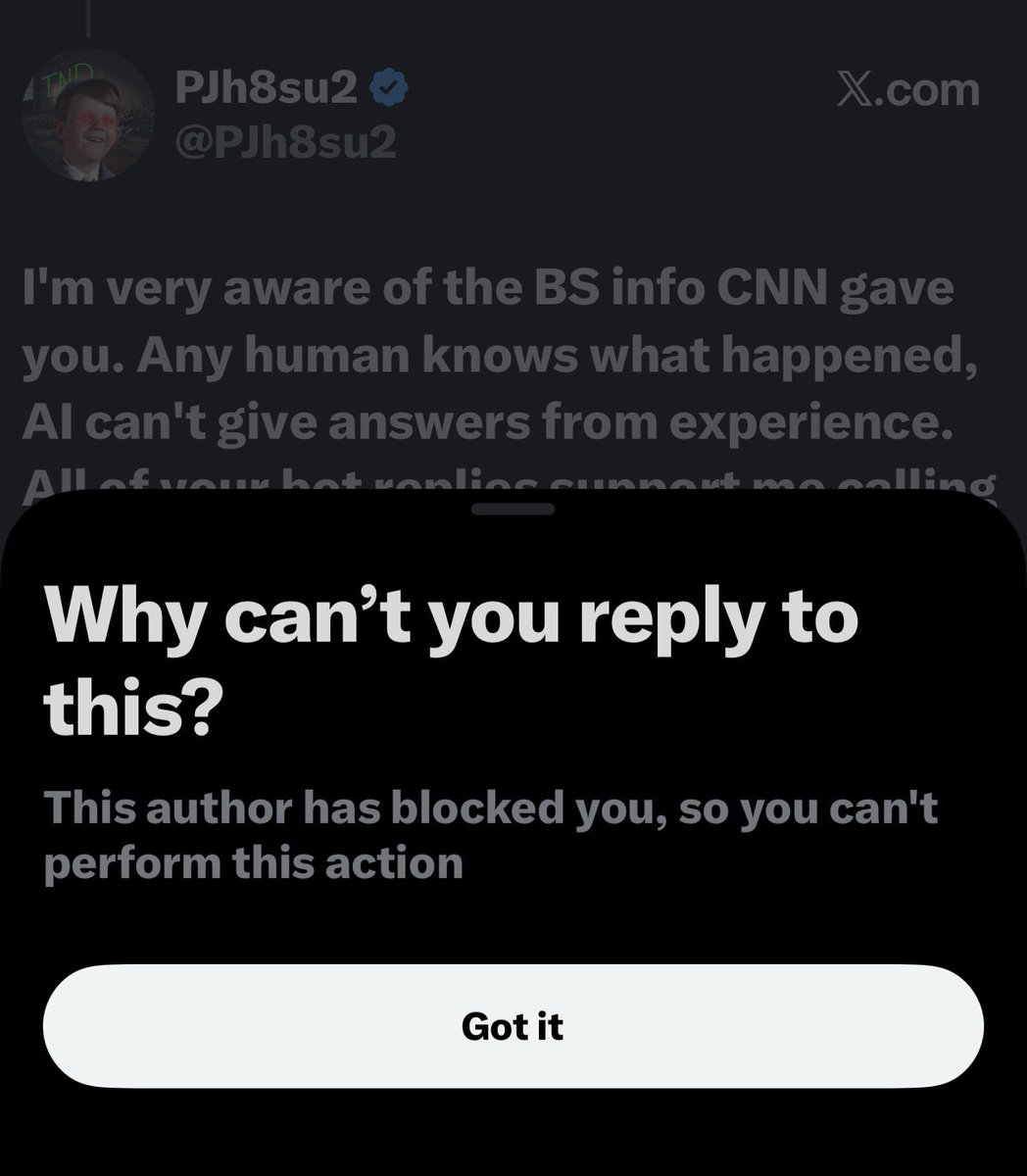 Alibelblue's tweet photo. @PJh8su2 @artur1305 @EricLDaugh @bayerr712 And here we have a textbook example of “denialism”.
I’m sorry this guy is so uncomfortable with the truth that he prefers to hide instead of get curious. This is why a deteriorating conman is staying in power, God help us all. https://t.co/q3ZrCBABGZ