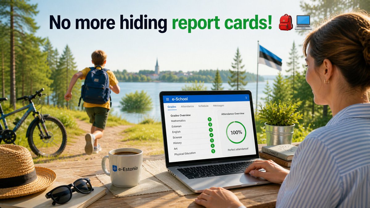 aurapayOfficial's tweet photo. No more hiding report cards! 🎒💻
As summer break approaches, Estonian parents check grades and attendance via the "e-School" app in real-time. 📝✨
Transparency in education means less stress and more time to focus on what matters. Ready for summer? 🌲🚲
#EdTech #Estonia #SmartSchool #DigitalFuture