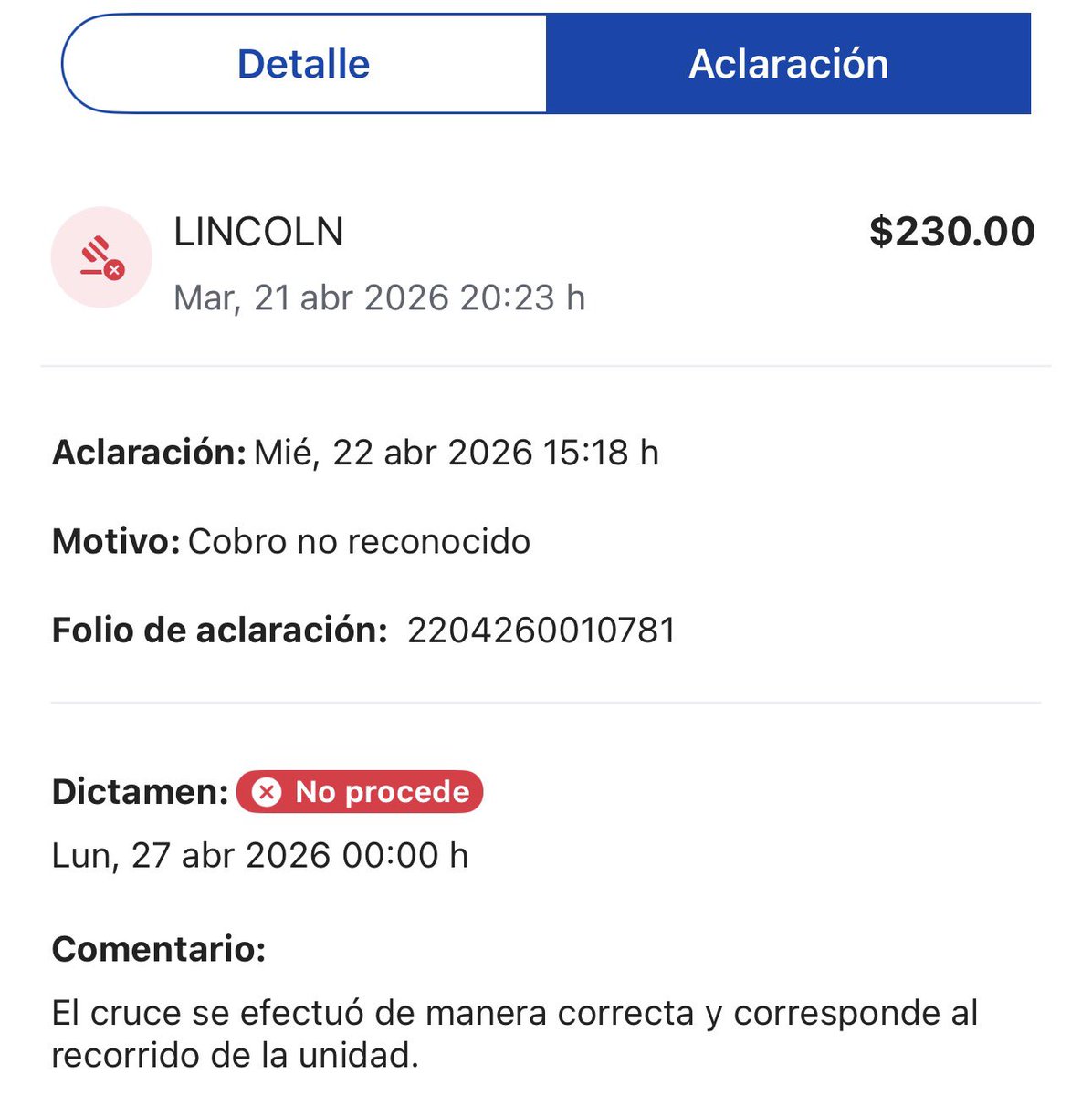 Alan_Roberto_'s tweet photo. @atnTAGPASE quisiera que me pudieran ayudar ya que metí la aclaración de un cobro no reconocido en la caseta Lincon (Nuevo Laredo) la cual yo no efectué y no me dieron solución cuando yo jamás salí de Hidalgo. No había subido esto por qué aún no terminaba la aclaración. @Profeco https://t.co/85Uc7iml65